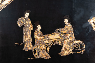 A Chinese eight-panel coromandel lacquer screen, 18/19th C.