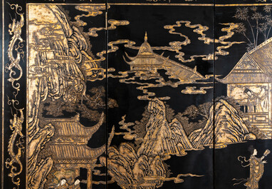 A Chinese eight-panel coromandel lacquer screen, 18/19th C.