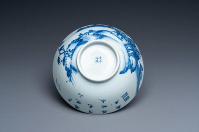 A Chinese 'Bleu de Hue' bowl for the Vietnamese market, dated 1828