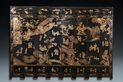 A Chinese eight-panel coromandel lacquer screen, 18/19th C.