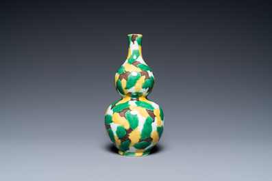 A Chinese sancai-glazed double gourd vase, Kangxi