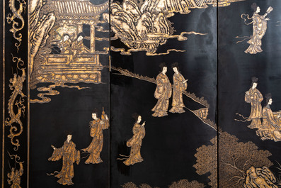 A Chinese eight-panel coromandel lacquer screen, 18/19th C.