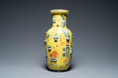 Porcelain Rouleau Vase - Famille Rose Design