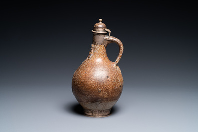 An English silver-mounted stoneware bellarmine jug, Frechen, 17th C.