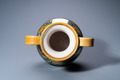 A two-handled gold-luster baluster vase after a Deruta example, Cantagalli, Italy, 19th C.