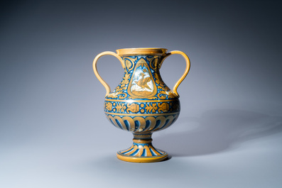 A two-handled gold-luster baluster vase after a Deruta example, Cantagalli, Italy, 19th C.