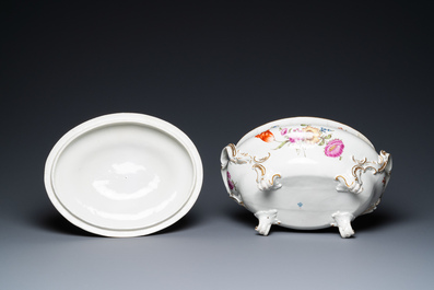 A German polychrome porcelain tureen and cover with floral design, Ludwigsburg, 18th C.