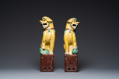 A pair of large Chinese sancai-glazed Buddhist lions, 19th C.