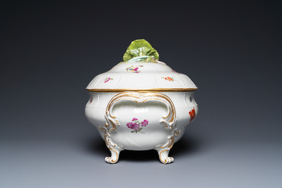A German polychrome porcelain tureen and cover with floral design, Ludwigsburg, 18th C.