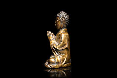 Een Koreaanse vergulde bronzen figuur van Boeddha, Goryeo, 12/13e eeuw
