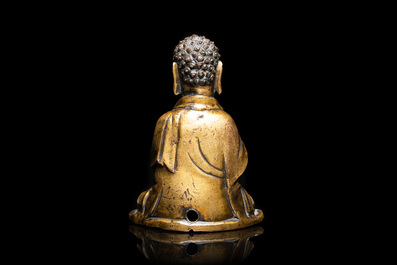 Een Koreaanse vergulde bronzen figuur van Boeddha, Goryeo, 12/13e eeuw