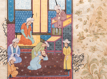 Vier Perzische miniaturen op papier, 19/20e eeuw