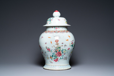 A large Chinese famille rose vase and cover, 19th C.