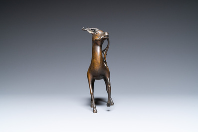 A Chinese bronze deer-shaped censer, Kangxi