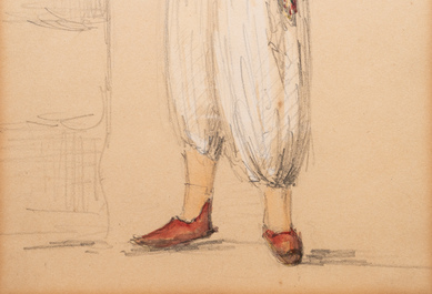 French school: A Turkish or Ottoman boy, pencil and watercolour on paper, 19th C.