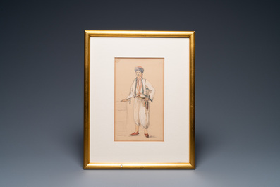 Ecole fran&ccedil;aise: Un gamin turque ou ottoman, aquarelle sur papier, 19&egrave;me