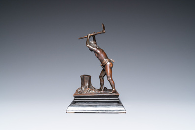 Un groupe en bronze figurant un b&ucirc;cheron, Vietnam, 19/20&egrave;me