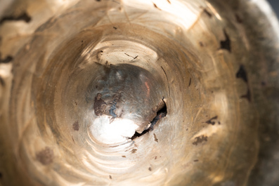 A pair of Chinese silver-lined coconut wine cups, Ming