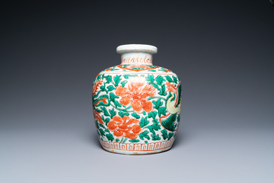 A Chinese wucai 'phoenixes' vase, Transitional period
