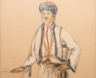 Franse school: Turkse of Ottomaanse knaap, potlood en aquarel op papier, 19e eeuw
