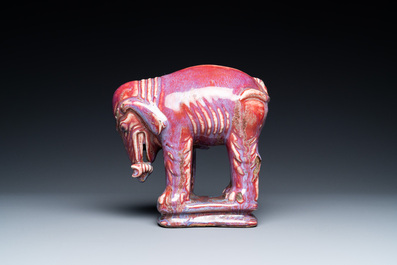 A Chinese flamb&eacute;-glazed elephant, 19th C.