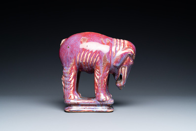 A Chinese flamb&eacute;-glazed elephant, 19th C.