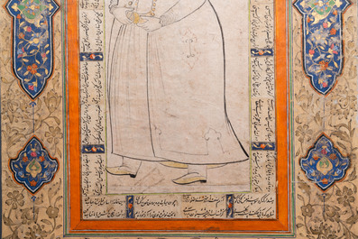 Een Ottomaanse miniatuur: 'Pasja met tulband', inkt en gouache op papier, 18e eeuw