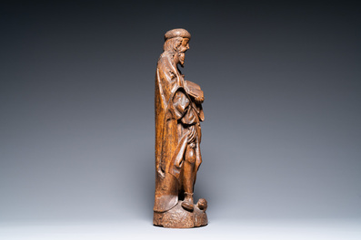 A carved oak Saint Roch, Workshop of the Master of Osnabr&uuml;ck, Westphalia, Germany, 1st quarter 16th C.