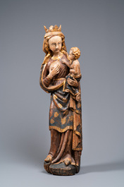 Een grote gepolychromeerde houten Madonna met Kind, Duitsland, 16e eeuw