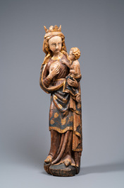 A large polychromed wooden Madonna and Child, Germany, 16th C.