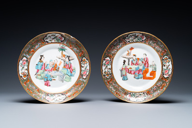An extensive Chinese Canton famille rose dinner service, 19th C.