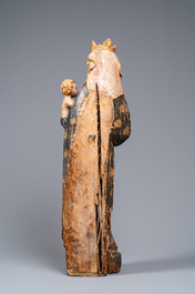 Une grande Vierge &agrave; l'Enfant en bois polychrom&eacute;, Allemagne, 16&egrave;me