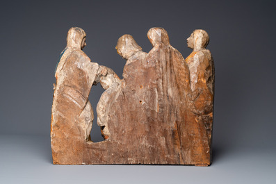 A polychromed wooden 'Lamentation of Christ' group, Brabant, 1st quarter 16th C.