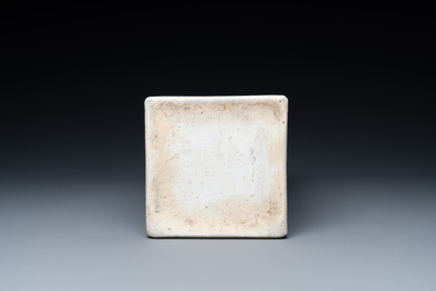 A Chinese blue and white square bottle, Kangxi