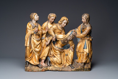 Un groupe en bois polychrom&eacute; figurant la 'D&eacute;ploration du Christ', Brabant, 1er quart du 16&egrave;me