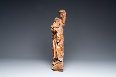 Un fragment de retable en ch&ecirc;ne sculpt&eacute;: 'La descente de croix', Brabant, fin du 15&egrave;me