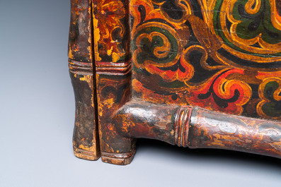 A Tibetan painted and lacquered wooden altar stand, 18th C.
