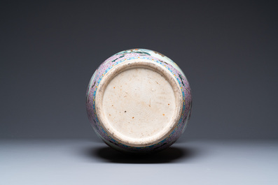 A large Chinese famille rose vase with ladies in a garden, Republic