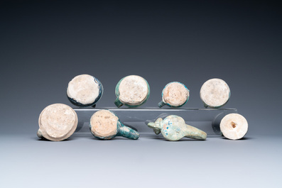 Eight turquoise-glazed oil lamps, Middle-East, 13th C. and later