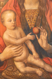 Vlaamse school, navolger van Hans Memling (1430-1494): Madonna met Kind, olie op paneel, 19e eeuw