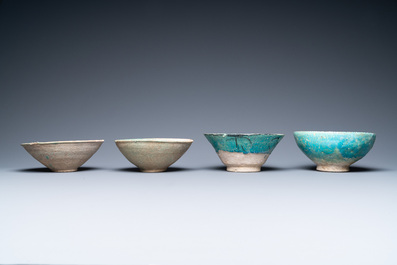 A collection of eight turquoise-glazed bowls, Persia and the Middle-East, 13th C. and later