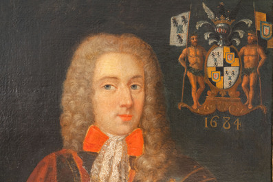 Ecole flamande: Une paire de portraits de nobles, huile sur toile, 17&egrave;me