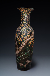 A massive Chinese famille noire 'prunus blossoms' vase, Kangxi mark, 19th C.