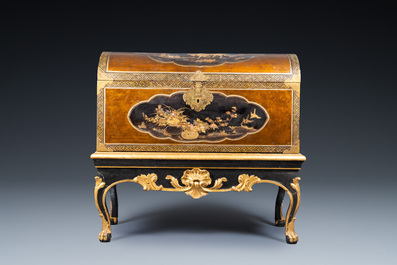 An exceptionally large Japanese Namban coffer on stand, Edo, 2nd half 17th C.