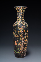 A massive Chinese famille noire 'prunus blossoms' vase, Kangxi mark, 19th C.