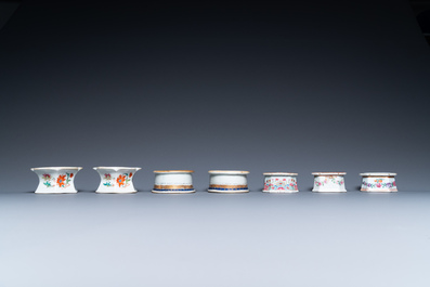 A collection of seven Chinese famille rose and armorial salts, Qianlong