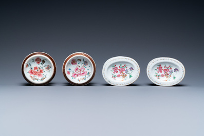 Two pairs of Chinese famille rose salts, Qianlong