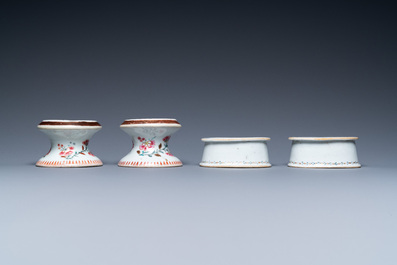 Two pairs of Chinese famille rose salts, Qianlong