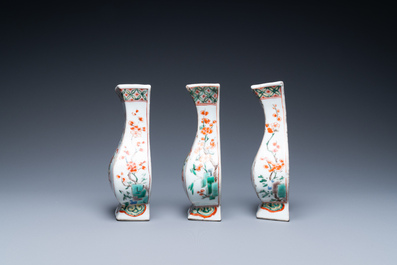 Three Chinese famille verte wall vases, Kangxi