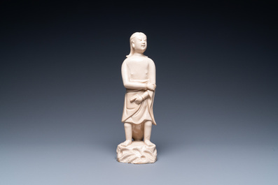 A Chinese monochrome soft paste sculpture of Adam, Kangxi